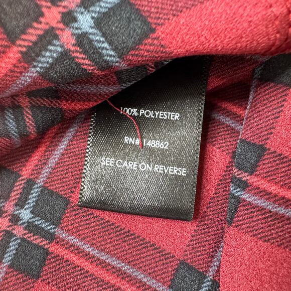 TORRID Harper Red Plaid Sheer Tunic Top Size Large (0) Holiday Short Sleeve - Picture 7 of 9